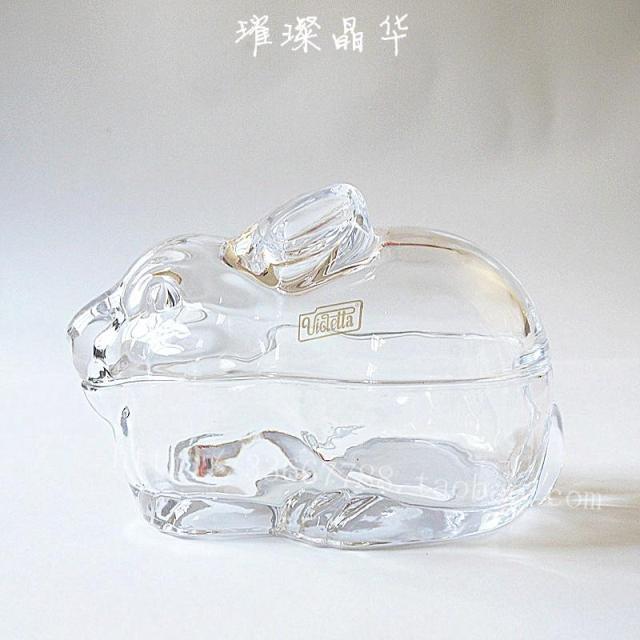 Exquisite crystal glass candy cans Sealed cans Transparent large Rabbit-shaped snack storage cans creative ornaments