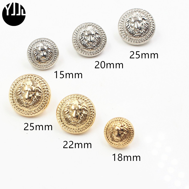 Button Hood Up to High-end Lion Head Round Metal Buckle Clothes 100 Matching Pieces Shirt Buttons to decorate Hand Sewn Buttons