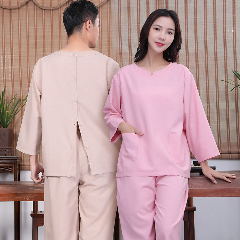 Long Back-Opening Massage Gown for Beauty Salons and Traditional Chinese Medicine Clinics, Health Therapy Clothing, Sauna Steaming Bathrobe Hk08