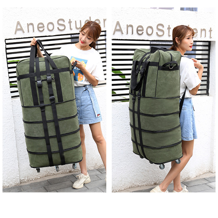 Student Military Training Luggage Bag, Accommodation Student Dormitory Bag, Quilt Luggage Bag, Large Capacity Aviation Checked Bag with Wheels