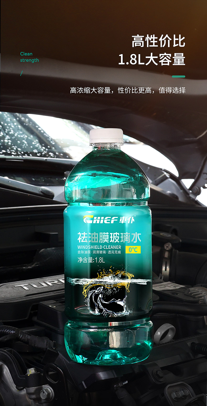Car Oil Film Remover, All-Season Anti-Freeze Windshield Wiper Fluid, Powerful Oil Film and Insect Glue Remover for Summer Car Use