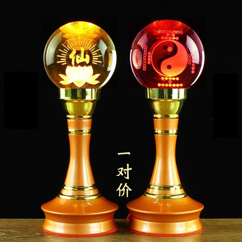Led seven color crystal fairy's home port supplies dedicated to the Buddha's former Changming Lights Gossip Home Buddha Episode Electric Pair