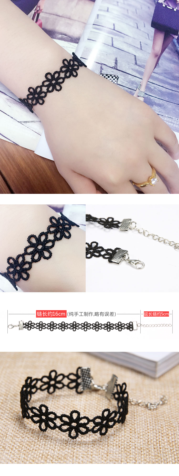 Nhật bản và Hàn Quốc phiên bản của Harajuku retro ngọt ngào ren vòng đeo tay nữ bracelet trang sức đơn giản sinh viên đơn giản Cục Sen bạn gái đồ trang sức