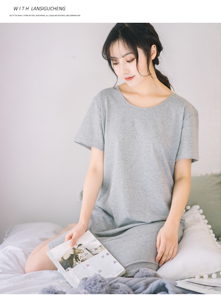 Váy ngủ nữ mùa hè cotton gợi cảm đồ ngủ nữ mùa hè ngắn tay kết hợp sling backless cám dỗ mùa xuân và mùa thu lỏng lẻo có thể mặc áo đầm mặc ở nhà