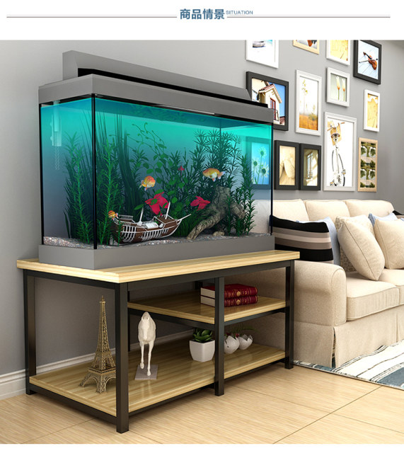 Steel wood solid wood fish tank bottom cabinet living room fish