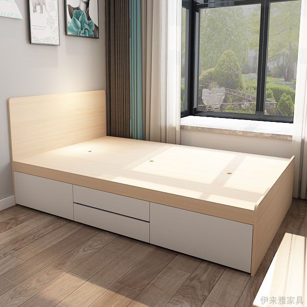 Nordic single bed 1 2 meters household tatami floor bed modern minimalist small apartment high box storage storage bed