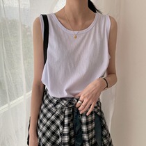 Design sense small crowdwear outside wearing female summer loose vest sleeveless bottom clothes pure cotton white T-shirt inner lap