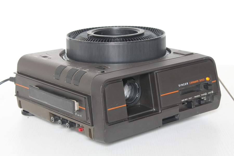 United States SINGER CARAMATE 3200 SLIDE PROJECTOR 135 NEGATIVES Audiotape Soundtrack Sound Like Syncing