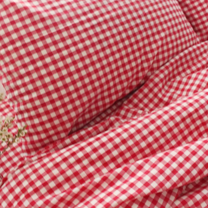 Nhật Bản đơn giản nhỏ màu đỏ kẻ sọc bông rửa bông tấm chăn chăn gối bộ ba hoặc bốn bộ có thể được tùy chỉnh - Khăn trải giường ga trải giường mát