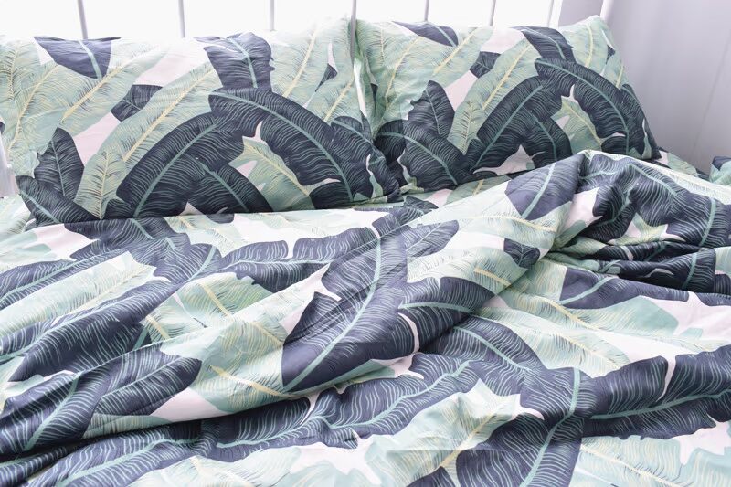 Ins Bắc Âu net cây chuối lá B & B gió bông đơn mảnh vải lanh chăn gối vỏ gối đơn đôi tùy chỉnh ga giường everon giảm giá