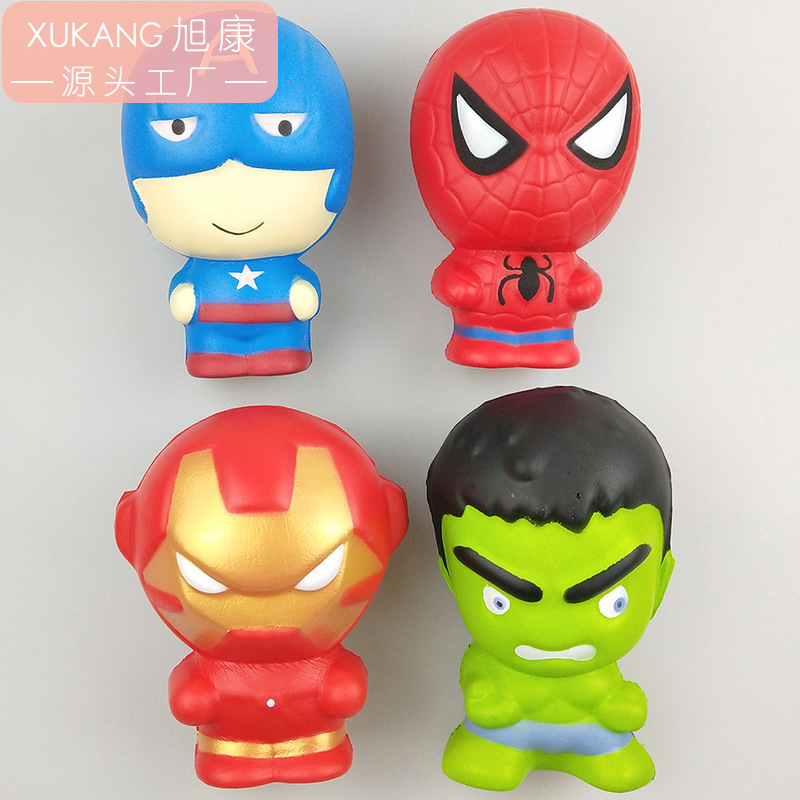 2018 new hot sell Squishy PU slow rebound spider man Superman series manufacturer spot soft and pinch