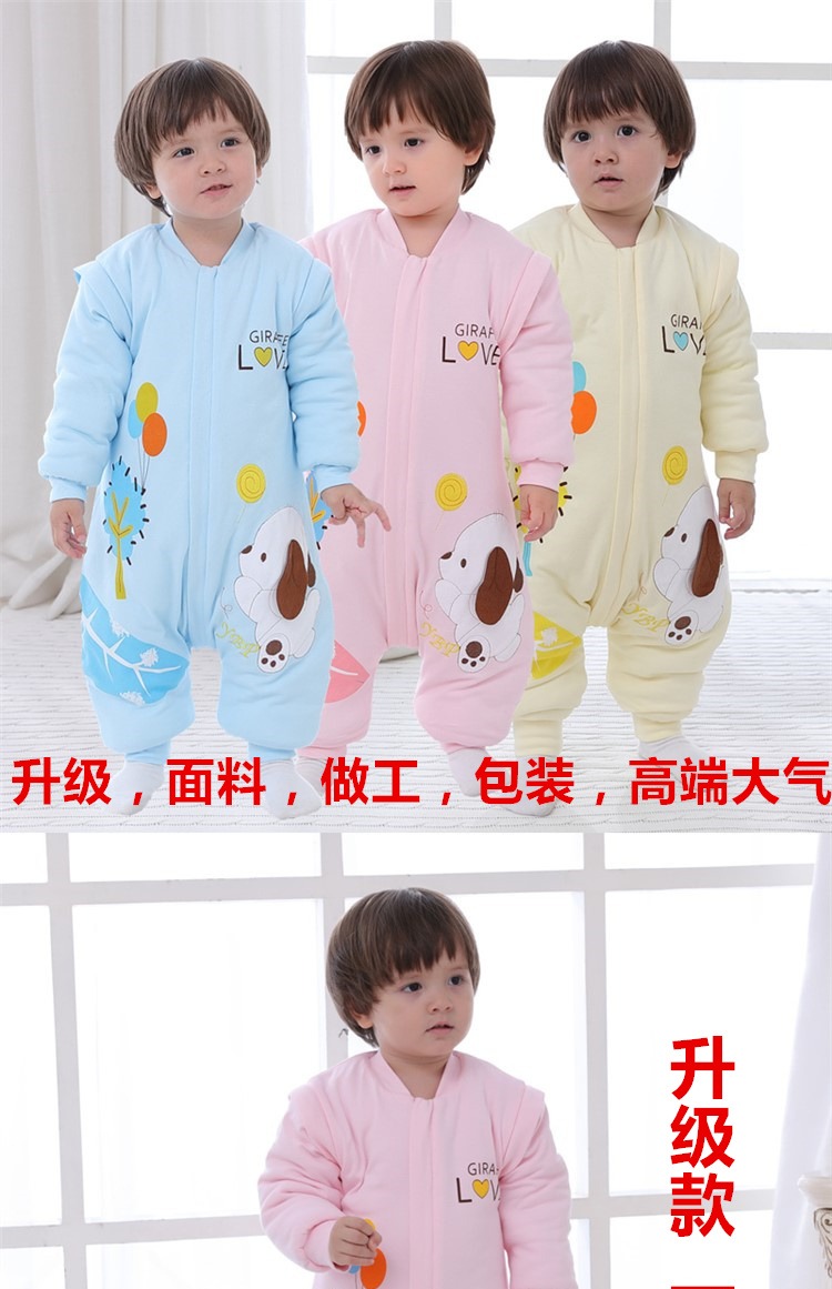 Mùa thu đông mới em bé túi ngủ nam và nữ baby 2 cotton 1-3 tuần đồ ngủ dày chân chống đá được kết nối bộ khủng long bé trai