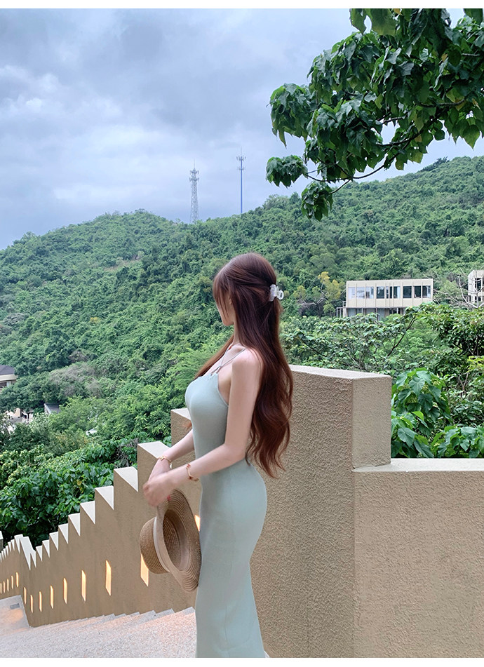 한국 행침 목 얼음 실크 드레스 트임 몸매 가꾸기 허리 수축 섹시함 심장 기계 나이트 클럽 순수한 욕망 달콤한 매운맛 바람 타이트 스커트 롱 스커트 상세 이미지 24