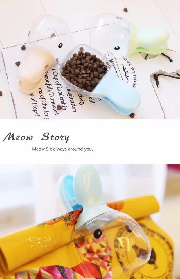 Sáu con mèo dễ thương thức ăn cho chó ăn thịt vịt muỗng kẹp đo thức ăn thìa thức ăn cho chó - Cat / Dog hàng ngày Neccessities Dụng cụ uống nước cho chó