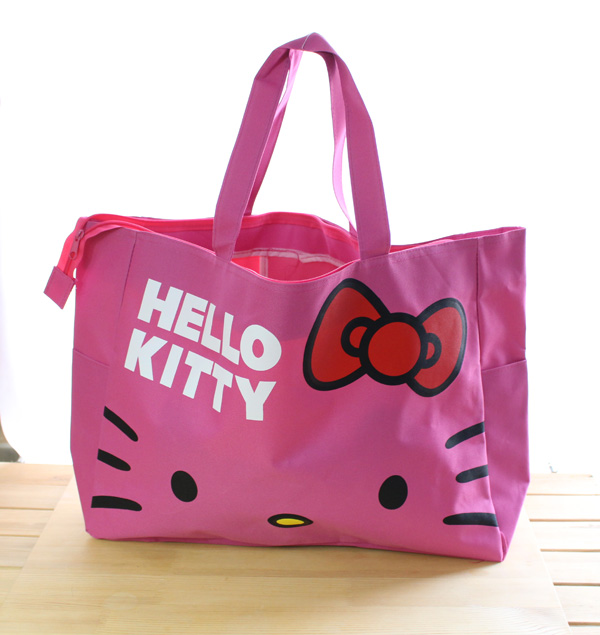 Hello Kitty Oversized Túi hành lý jingle mèo phim hoạt hình du lịch túi vải mua sắm không thấm nước túi đựng đồ cá nhân