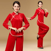 Golden Velvet Square Dance Autumn and Winter Classical New Dance Costume Performance Performance Costume Celebration Middle-aged and Elderly Yangge Dance Clothing