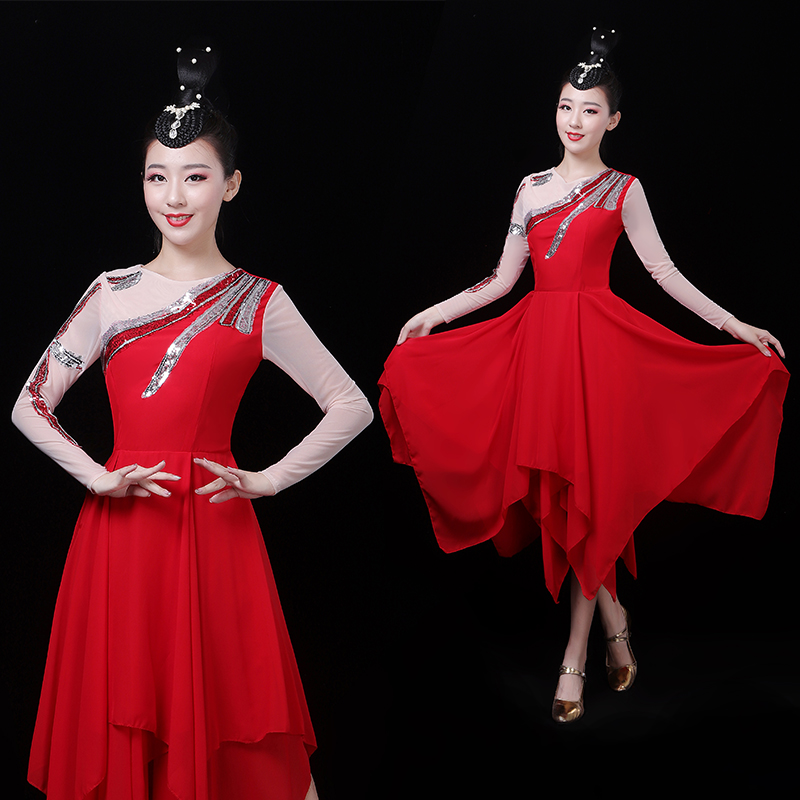 Atmospheric opening dance big swing skirt performance costume modern dance performance square dance costume dancing clothes women's elegant