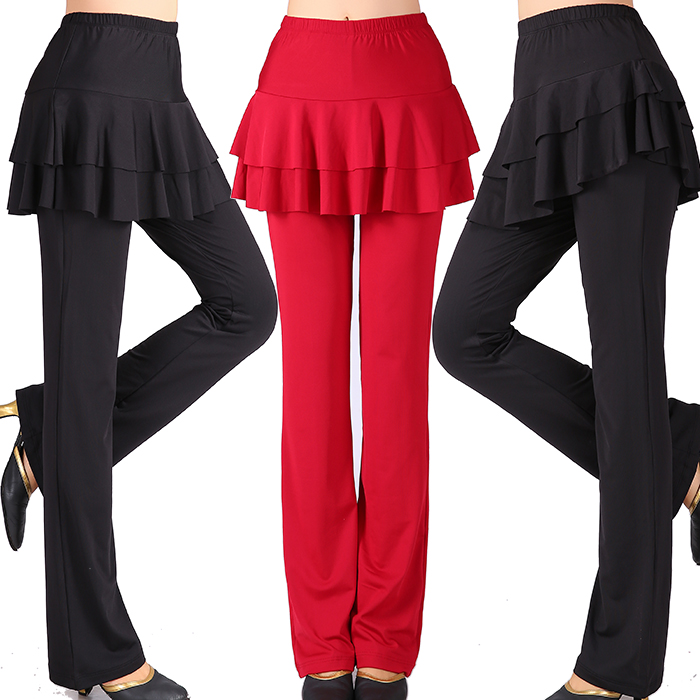 Square dance clothing large size women's pants fitness dance hakama irregular fake two pieces yoga dance skirt pants long pants