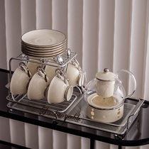 WUNJC high-end exquisite coffee cup light luxury afternoon tea teapot tea cup high-value European retro cup and saucer set