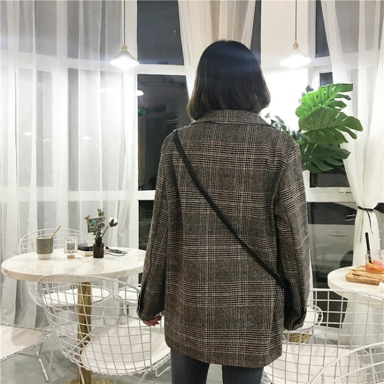 Áo gió Anh kẻ sọc áo len dày hàng đơn khóa lỏng tay áo dài mỏng nhỏ phù hợp với áo khoác nữ - Accentuated eo áo áo măng tô kaki nữ dáng dài