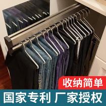 Pants storage artifact pants rack telescopic wardrobe home pull rod top loading space-saving multi-function drawing rack