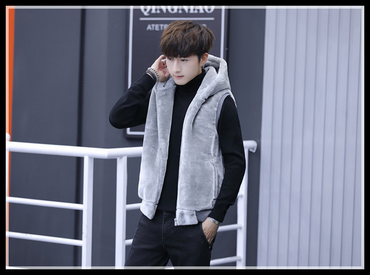 Mùa thu và mùa đông mẫu mới lông trẻ đôi áo trùm đầu vest sang trọng vest nam giả nước nhung áo vest thủy triều áo khoác nam đẹp