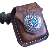 Зажигалка, импортный кожаный чехол ручной работы, воловья кожа