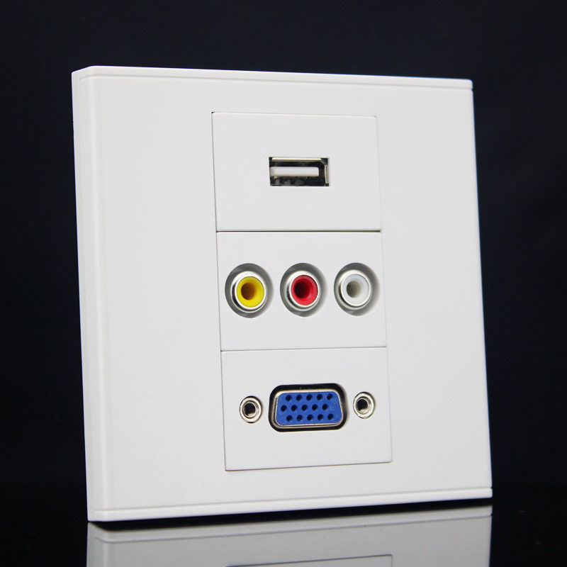 Type 86 welding-free VGA USB AV AV lotus socket panel multimedia wall plug-in computer panel