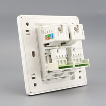Type 86 four-port Internet telephone socket 2 Gigabit Category 6 computer network cables 2 telephone information panels