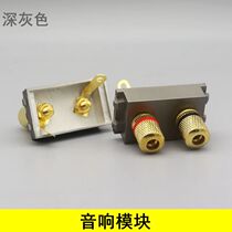 Dark gray 128 type audio binding post module socket double head 5 1 surround sound audio microphone panel module