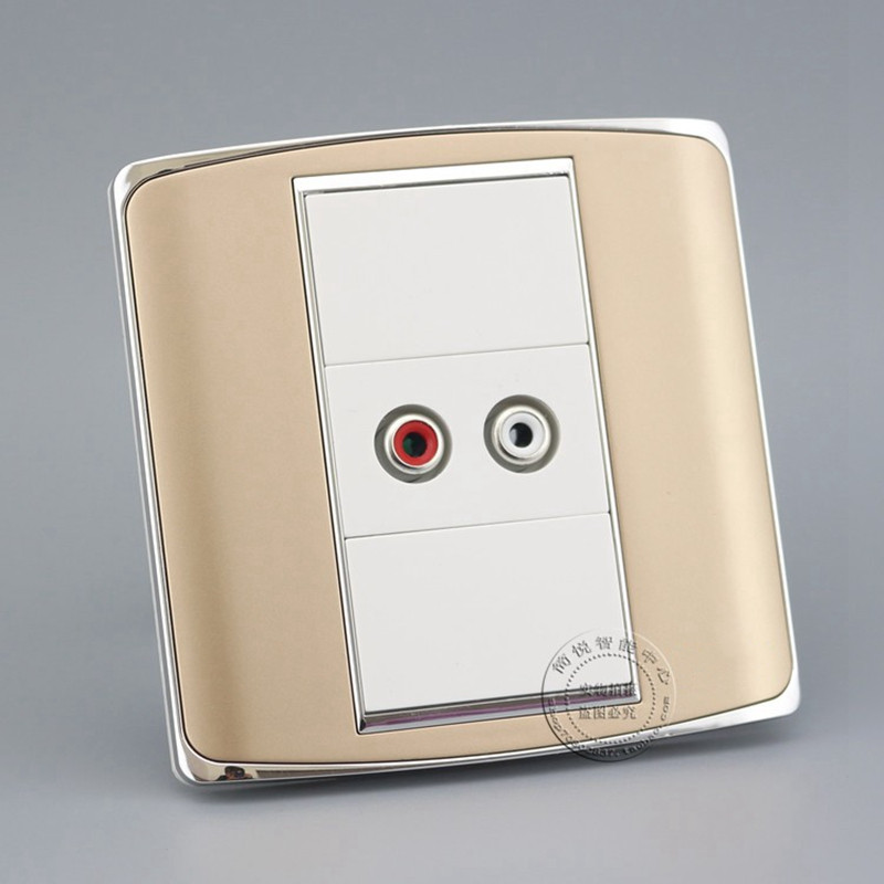 Champagne 86 Type Switch Socket Panel Double Hole Lotus Audio Combo Socket panel free of welding AV sockets