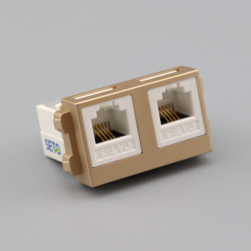 Champagne Type 128 Double-port Phone Module 2 RJ11 Voice Phone Information Functional Module