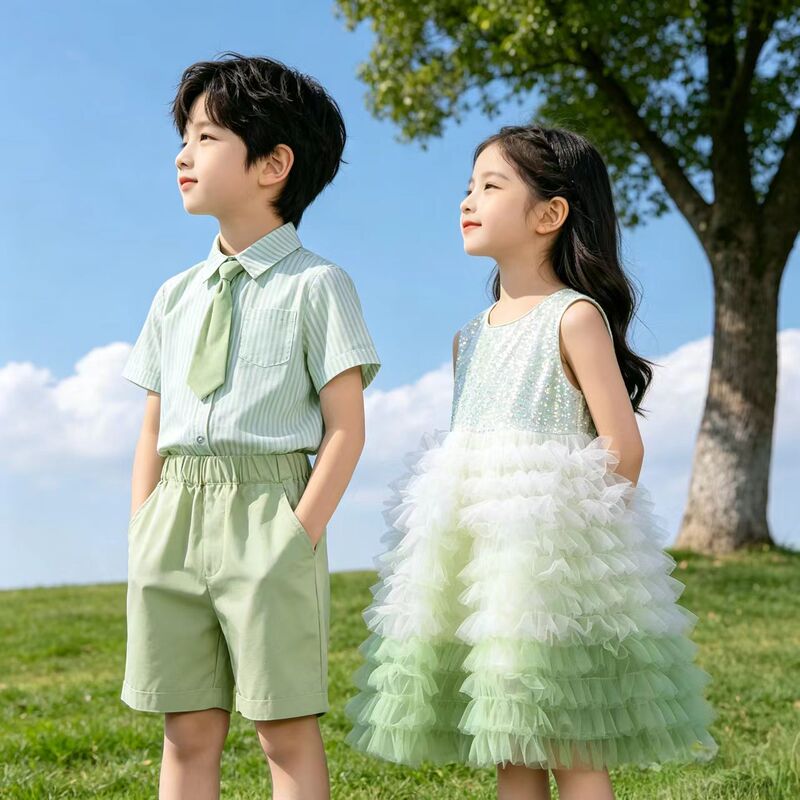 Kindergarten Graduation Photo Class Uniform, Primary School Students' Recitation and Choir Competition Performance Costumes, Children's Day Performance Costumes, Summer