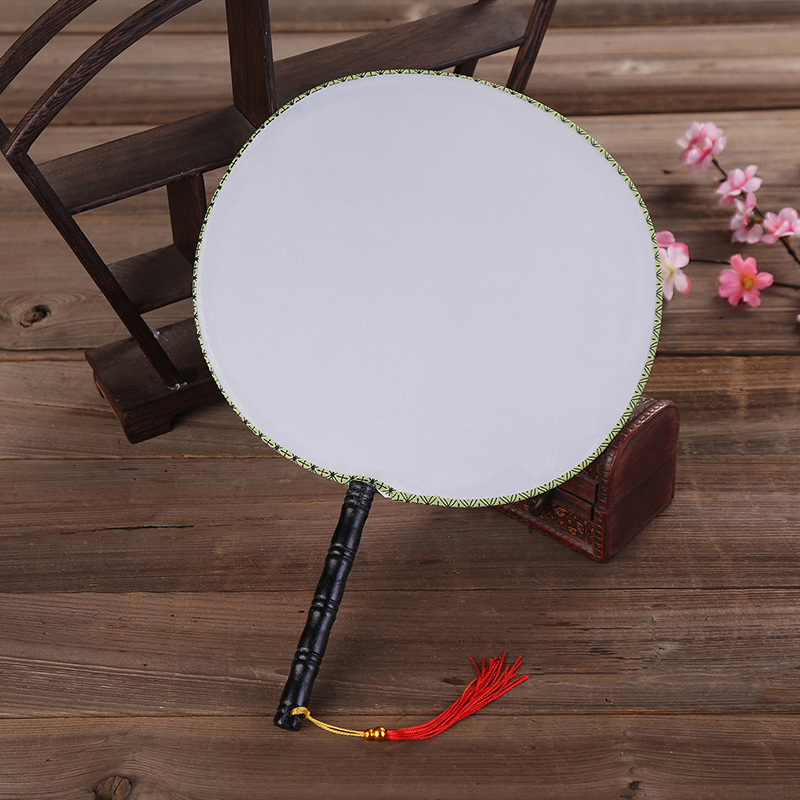 Large round silk blank group fan Palace fan Court fan Art painting fan Kindergarten painting art