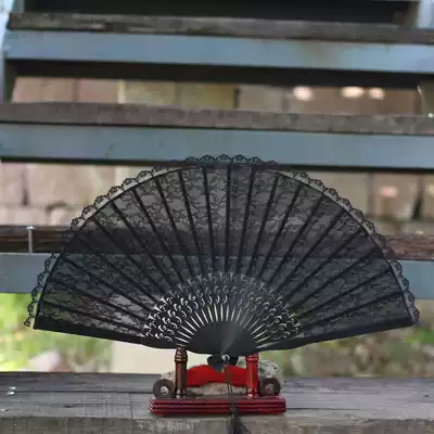 High-end lace silk fan Zhou Xun Retro court Japanese lace folding fan Dance fan Forbidden City Taobao