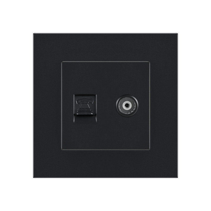 FIKO FICO TV Plug Phone Socket Panel Model 86 Black Cable TV Socket Telephone Jack Socket