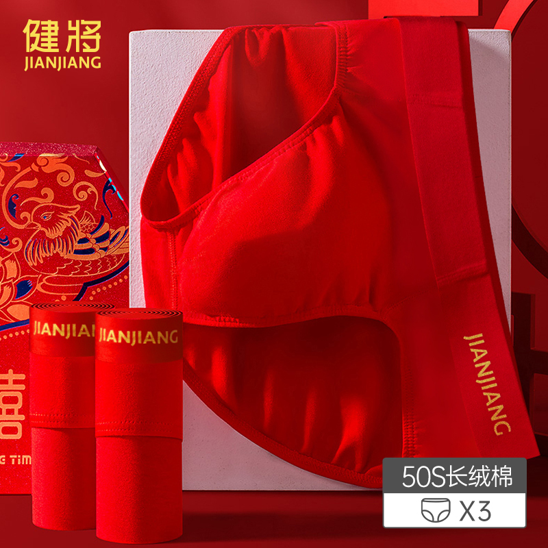Athlete's Zodiac Year Men's Red Cotton Breathable Underwear for Men Born in the Year of the Horse 2026 Wedding Gift Briefs