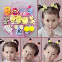 20s childrens lace bow hairpin girl cute hairpin does not hurt hairpin through hair rope baby suit Korean version