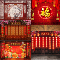 New 2021 photo studio family photo background Red New Year Spring Festival theme photography background cloth 4*5