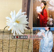 Simulation of white epiphyllum home decoration fake flower ancient style Hanfu photography props photo studio ancient costume photo Red Red pan flower