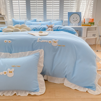 All cotton four piece cotton set pattern lovely free color non-slip bed single bed in four seasons bed skin naked sleeping