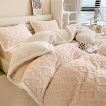 Heating warm lamb sucker four-piece double-sided plug-in cottage cowl milk heating bed in winter flannel