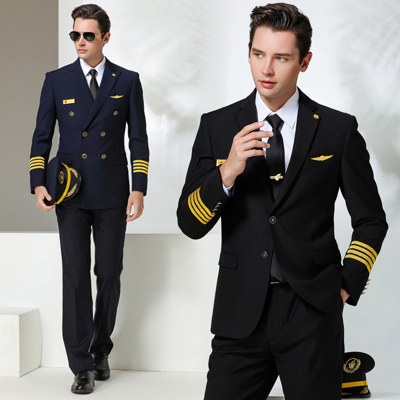 Airline Captain Uniform Male Pilot Flight Attendant Suit Air China Civil Aviation Work Uniform Flight Attendant Jacket Annual Meeting Dress