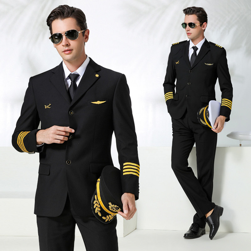 Captain's uniform coat men's suit aviation pilot air flight single row three button suit property security clothing