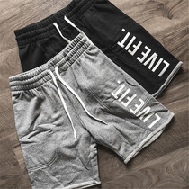 Muscle cow brother shorts Summer fitness letter sports pants Casual running boxing pants Training pure cotton five-point pants