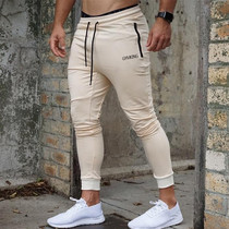 Muscle cow fitness sports pants Casual pants Sports running training elastic drawstring leggings Zipper training pants