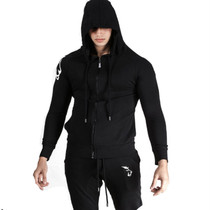 Muscle Cow fitness brother sports sweater for men running training Stretch slim fit cotton hooded cardigan jacket for men