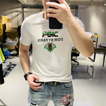 2020 Summer new European bats handmade letter embroidered sequin round neck slim slim short sleeve fashion T-shirt