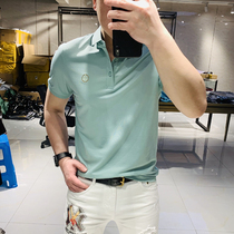 Summer European station personality trend loose leisure simple fashion handsome lapel short sleeve T-shirt polo shirt mens tide