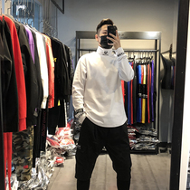 Winter fashion long-sleeved T-shirt mens semi-high collar loose top Youth casual cotton thickened base shirt